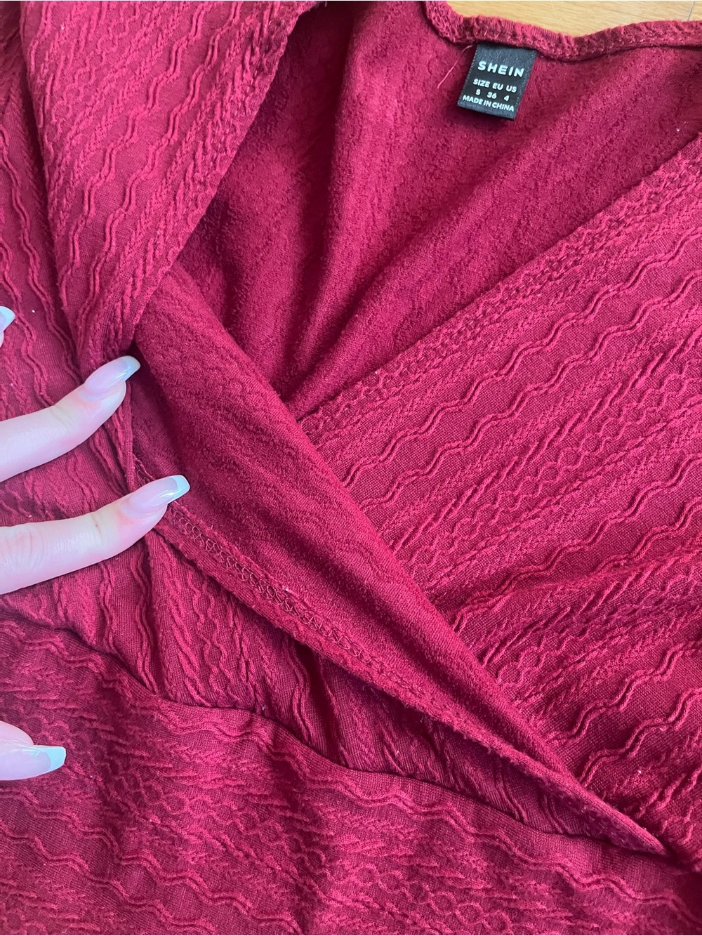 SHEIN Red Ribbed Long-Sleeve Top - Picture 4 of 5